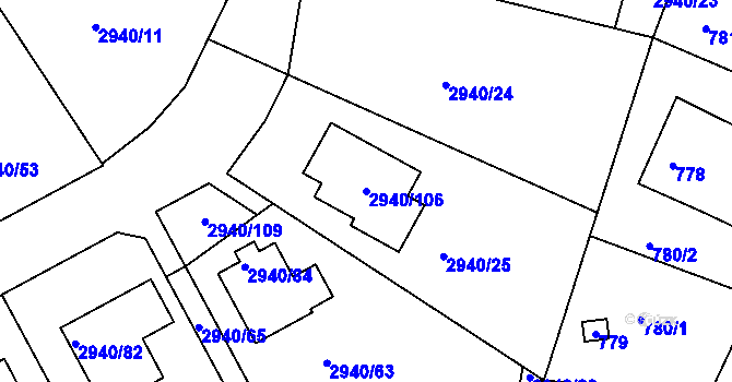 Parcela st. 2940/106 v KÚ Sedlčany, Katastrální mapa