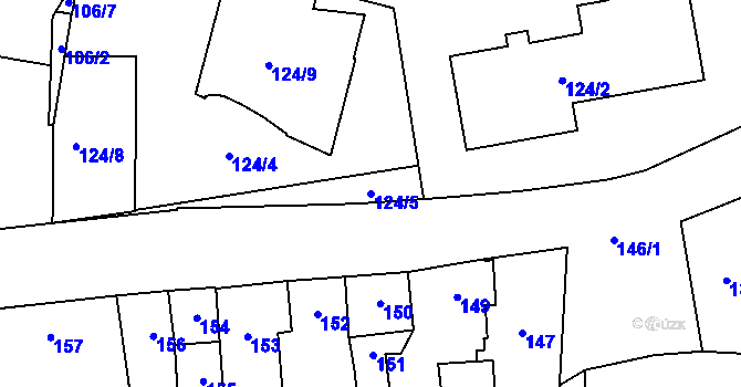 Parcela st. 124/5 v KÚ Sedlčany, Katastrální mapa