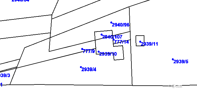 Parcela st. 2939/10 v KÚ Sedlčany, Katastrální mapa