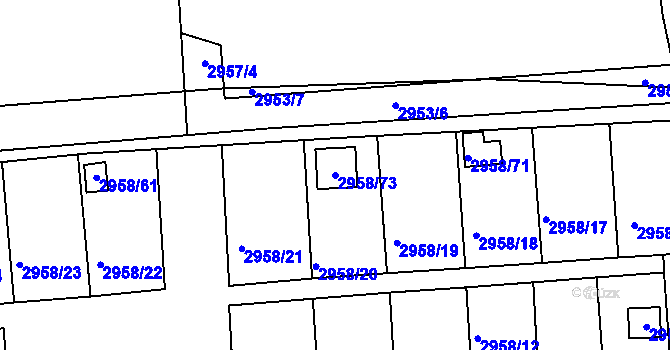 Parcela st. 2958/73 v KÚ Sedlčany, Katastrální mapa