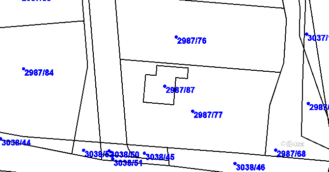 Parcela st. 2987/87 v KÚ Sedlčany, Katastrální mapa