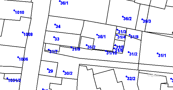 Parcela st. 35/2 v KÚ Sedlčany, Katastrální mapa