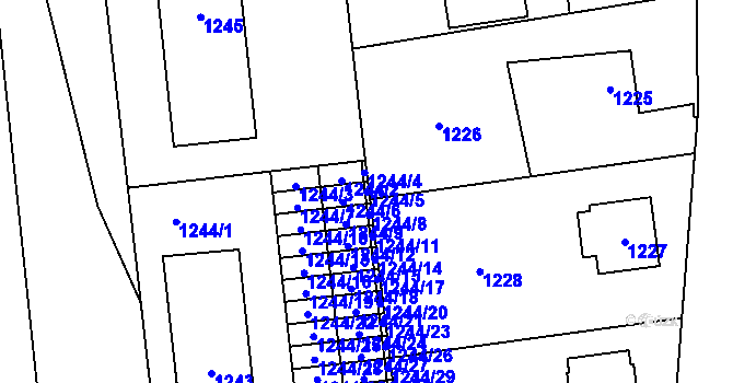 Parcela st. 1244/5 v KÚ Sedlčany, Katastrální mapa