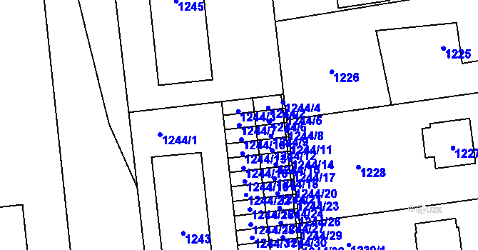Parcela st. 1244/7 v KÚ Sedlčany, Katastrální mapa