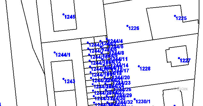 Parcela st. 1244/9 v KÚ Sedlčany, Katastrální mapa