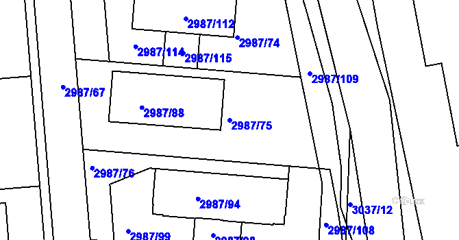Parcela st. 2987/75 v KÚ Sedlčany, Katastrální mapa