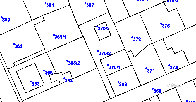 Parcela st. 370/2 v KÚ Sedlčany, Katastrální mapa