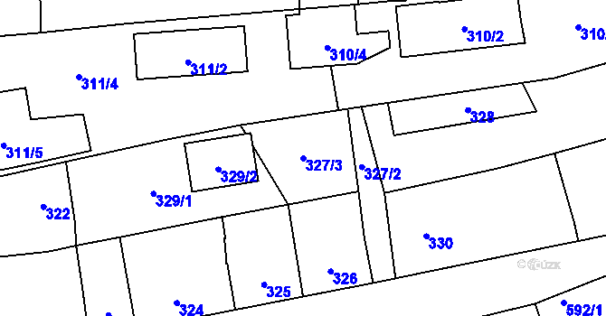 Parcela st. 327/3 v KÚ Sedlčany, Katastrální mapa