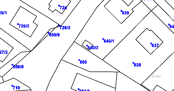 Parcela st. 640/2 v KÚ Sedlčany, Katastrální mapa
