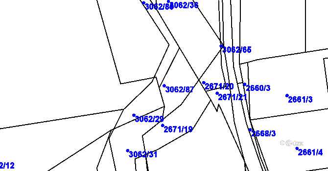 Parcela st. 3062/87 v KÚ Sedlčany, Katastrální mapa