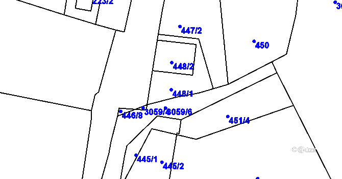 Parcela st. 448/1 v KÚ Sedlčany, Katastrální mapa