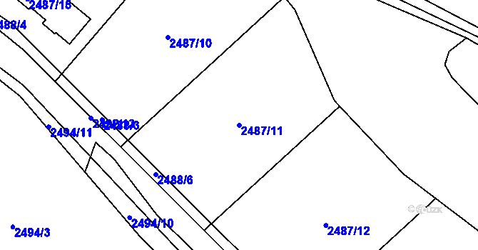 Parcela st. 2487/11 v KÚ Sedlčany, Katastrální mapa