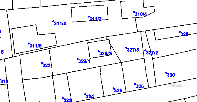 Parcela st. 329/2 v KÚ Sedlčany, Katastrální mapa