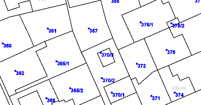 Parcela st. 370/3 v KÚ Sedlčany, Katastrální mapa