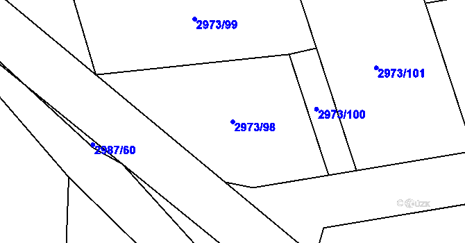 Parcela st. 2973/98 v KÚ Sedlčany, Katastrální mapa