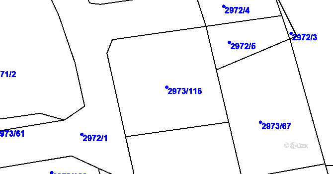 Parcela st. 2973/116 v KÚ Sedlčany, Katastrální mapa