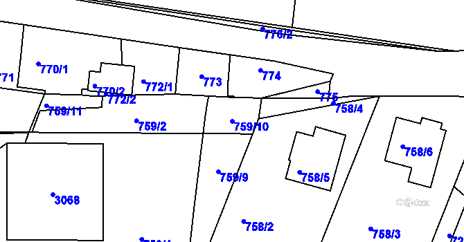 Parcela st. 759/10 v KÚ Sedlčany, Katastrální mapa
