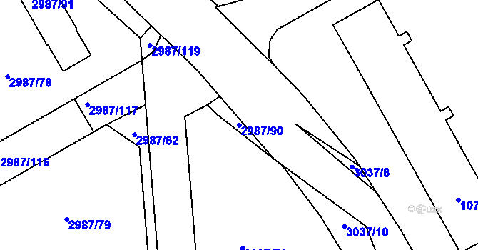 Parcela st. 2987/90 v KÚ Sedlčany, Katastrální mapa