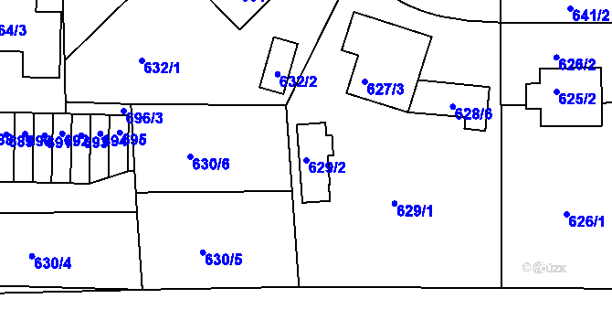 Parcela st. 629/2 v KÚ Sedlčany, Katastrální mapa