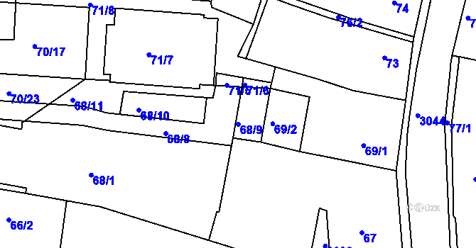 Parcela st. 68/9 v KÚ Sedlčany, Katastrální mapa