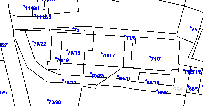 Parcela st. 70/17 v KÚ Sedlčany, Katastrální mapa