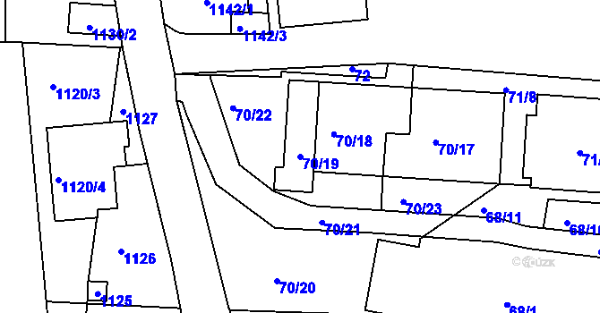Parcela st. 70/19 v KÚ Sedlčany, Katastrální mapa