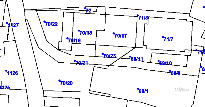 Parcela st. 70/23 v KÚ Sedlčany, Katastrální mapa