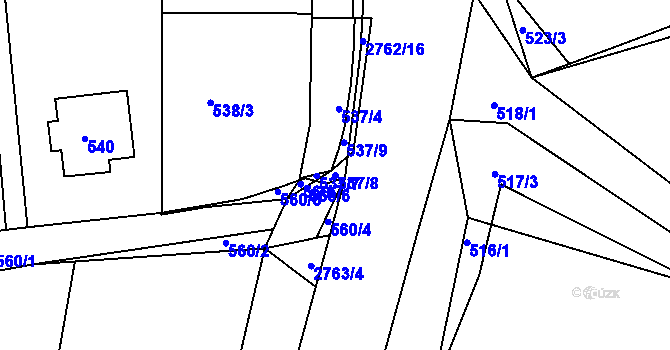 Parcela st. 537/8 v KÚ Sedlčany, Katastrální mapa