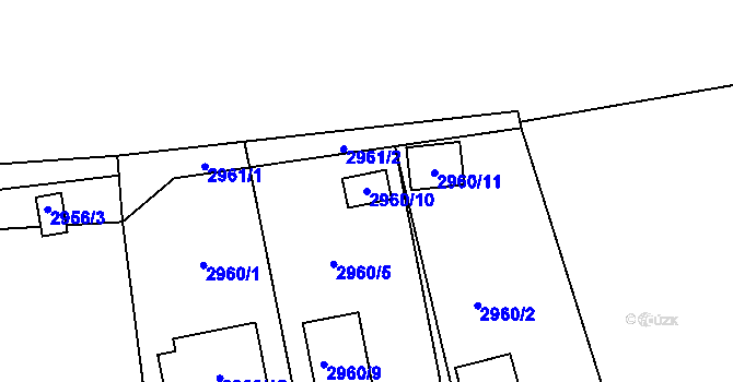 Parcela st. 2960/10 v KÚ Sedlčany, Katastrální mapa