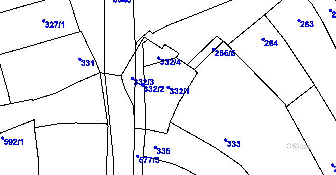 Parcela st. 332/1 v KÚ Sedlčany, Katastrální mapa