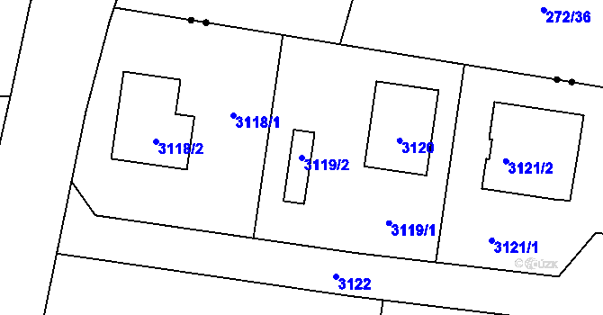 Parcela st. 3119/2 v KÚ Sedlčany, Katastrální mapa