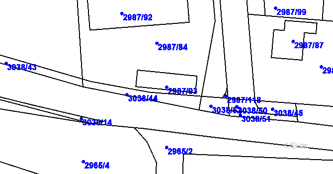 Parcela st. 2987/93 v KÚ Sedlčany, Katastrální mapa
