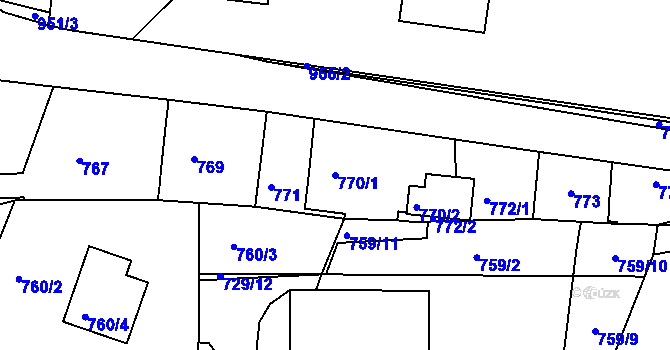Parcela st. 770/1 v KÚ Sedlčany, Katastrální mapa