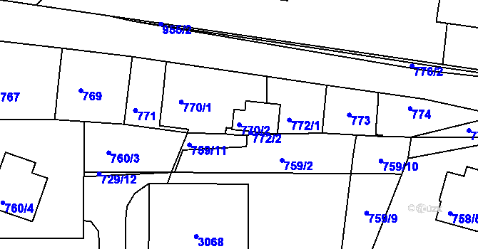 Parcela st. 770/2 v KÚ Sedlčany, Katastrální mapa