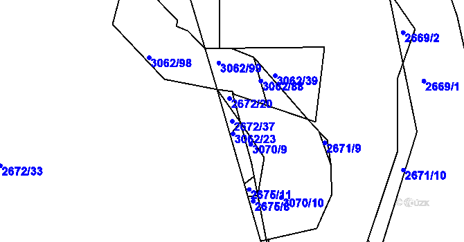Parcela st. 2672/37 v KÚ Sedlčany, Katastrální mapa