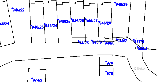 Parcela st. 948/5 v KÚ Sedlčany, Katastrální mapa