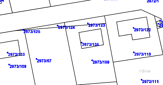 Parcela st. 2973/135 v KÚ Sedlčany, Katastrální mapa