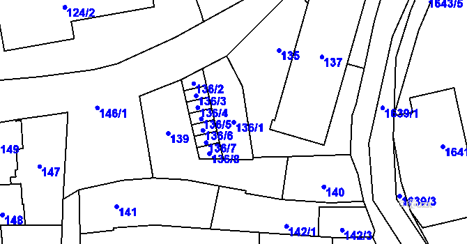 Parcela st. 136/1 v KÚ Sedlčany, Katastrální mapa