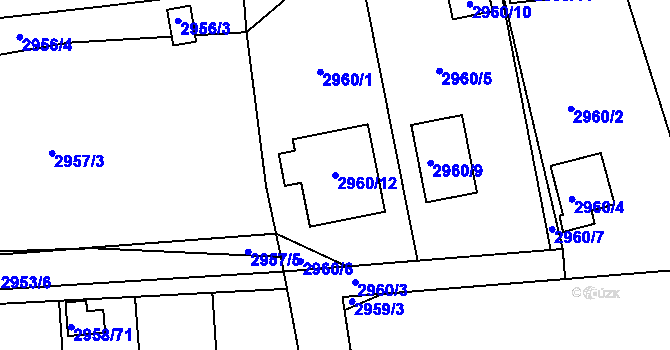Parcela st. 2960/12 v KÚ Sedlčany, Katastrální mapa