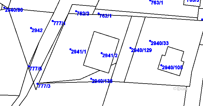 Parcela st. 2941/2 v KÚ Sedlčany, Katastrální mapa