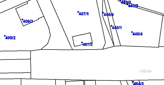 Parcela st. 407/2 v KÚ Sedlčany, Katastrální mapa