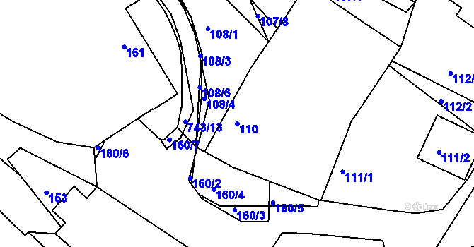 Parcela st. 110 v KÚ Sestrouň, Katastrální mapa