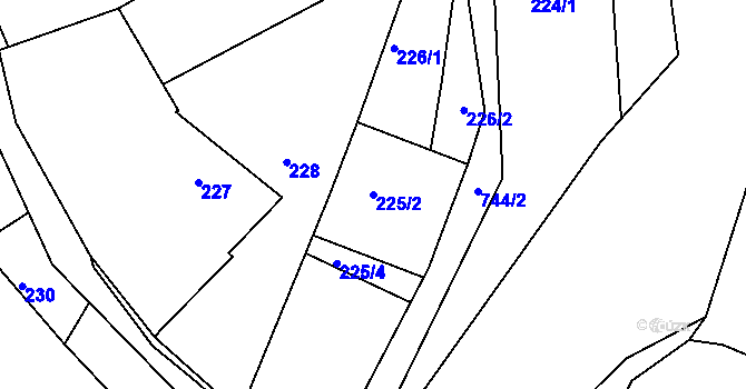 Parcela st. 225/2 v KÚ Sestrouň, Katastrální mapa