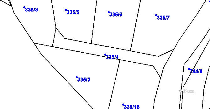 Parcela st. 335/4 v KÚ Sestrouň, Katastrální mapa