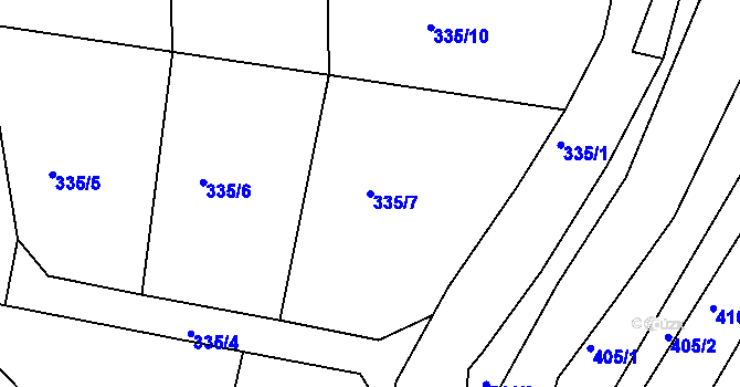 Parcela st. 335/7 v KÚ Sestrouň, Katastrální mapa