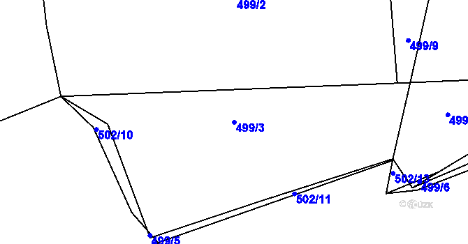 Parcela st. 499/3 v KÚ Sestrouň, Katastrální mapa