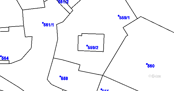 Parcela st. 559/2 v KÚ Sestrouň, Katastrální mapa
