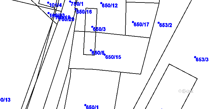 Parcela st. 650/15 v KÚ Sestrouň, Katastrální mapa