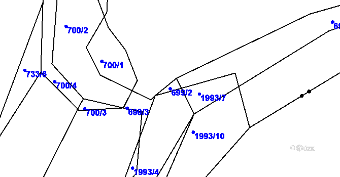 Parcela st. 699/2 v KÚ Sestrouň, Katastrální mapa