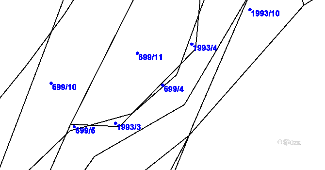 Parcela st. 699/4 v KÚ Sestrouň, Katastrální mapa